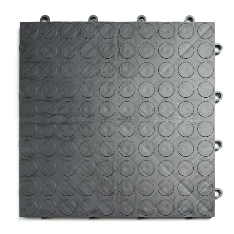 GarageDeck Coin Pattern, Durable Copolymer Interlocking Modular Non-Slip Garage Flooring Tile, Graphite