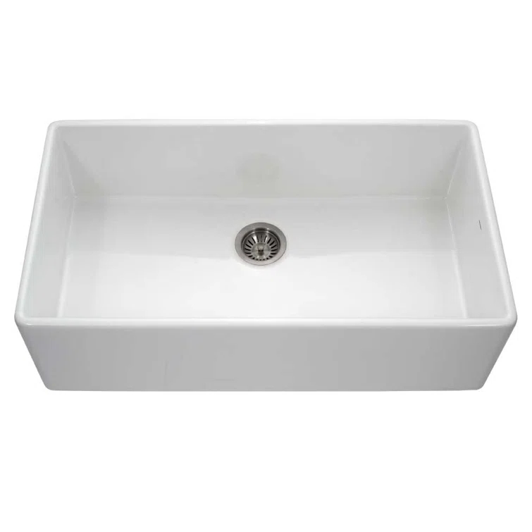 Houzer PTG-3600 WH Platus Houzer Farmhouse Apron Front/Undermount 36 inch Fireclay Single Bowl Kitchen Sink