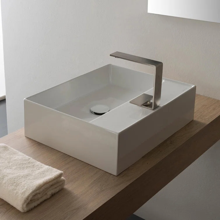 Scarabeo By Nameeks 15.1'' White Ceramic Rectangular Bathroom Sink with Overflow