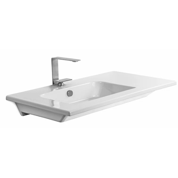 Scarabeo By Nameeks 18.5'' Glossy White Ceramic Rectangular Bathroom Sink with Overflow