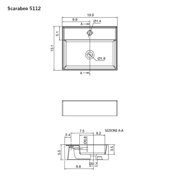 Scarabeo By Nameeks 15.1'' White Ceramic Rectangular Bathroom Sink with Overflow