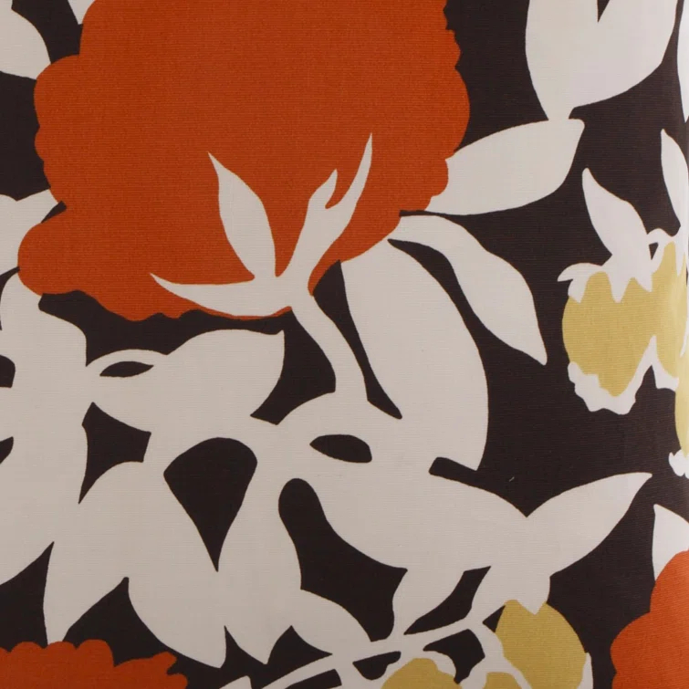 24" Orange and Black Cotton Floral Throw Pillow