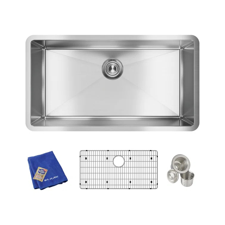 Crosstown 16 Gauge 33" L x 18" W Undermount Kitchen Sink Kit
