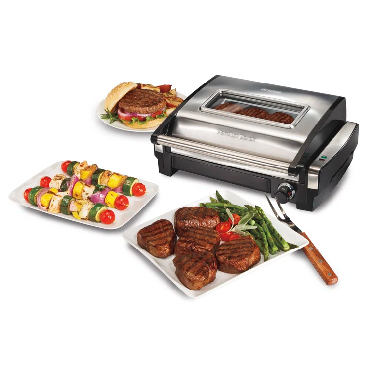 Hamilton Beach Hamilton Beach® Electric Indoor Searing Grill with Removable Non-Stick Grate, Viewing Window & Adjustable Temperature Control to 450°F, 118 sq. in. Surface Serves 6