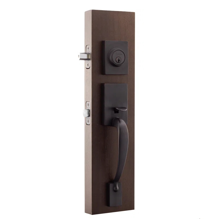 Handleset with Single Cylinder Deadbolt and Door Lever and Rosette