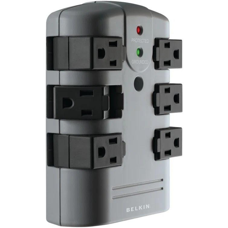 6-Outlet Pivot Plug Surge Protector Wall Mounted Power Strip