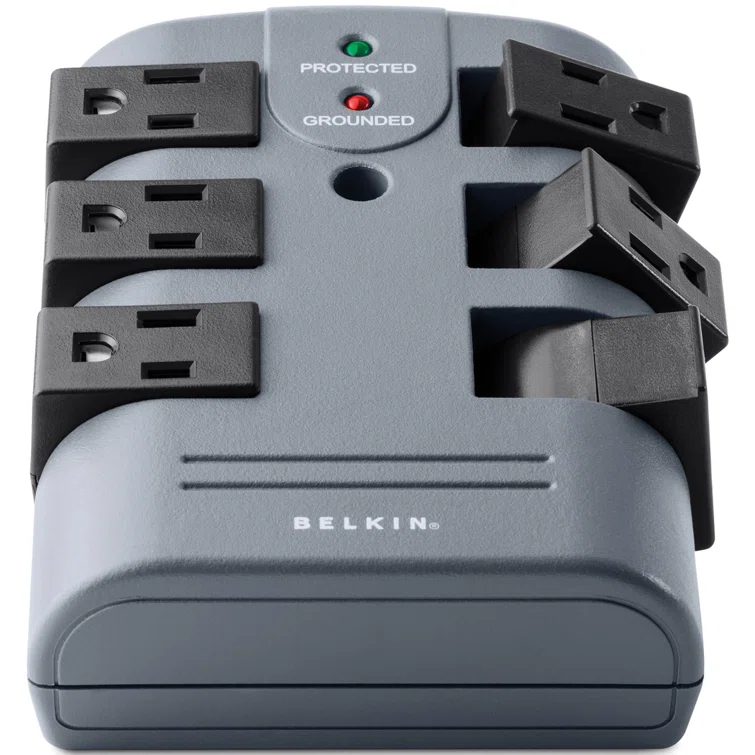 6-Outlet Pivot Plug Surge Protector Wall Mounted Power Strip