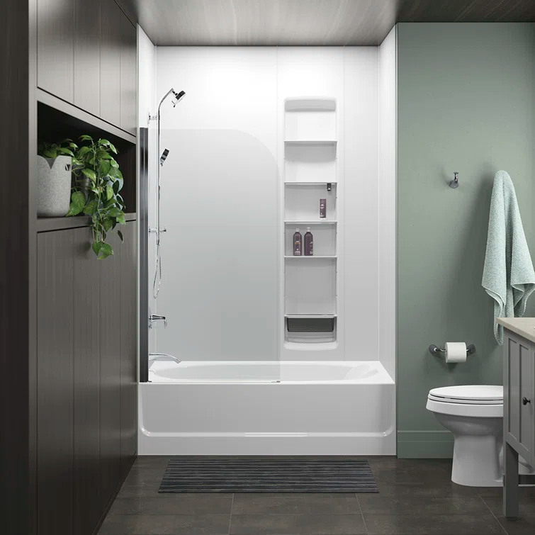 Whiston 32 In. x 56-15/16 In. Pivot Bath Screen in Silver Frame Finish with Smooth/Clear Glass Texture Tub Door