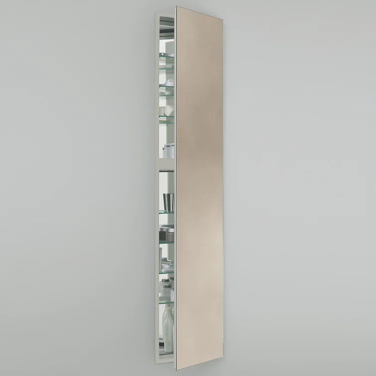 M Series Recessed Framed Medicine Cabinet with 7 Adjustable Shelves and LED Lighting