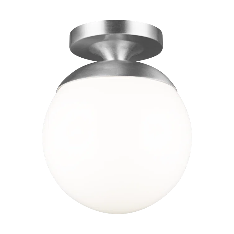 Satin Aluminum 8" Globe Semi Flush Mount Light