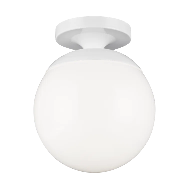 Leo Contemporary White Brass 8" Globe Semi-Flush Light