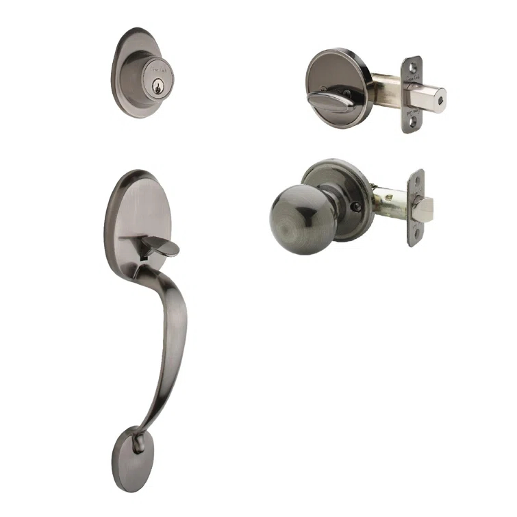 Copper Creek Handleset with Single Cylinder Deadbolt and Door Knob and Colonial Rosette