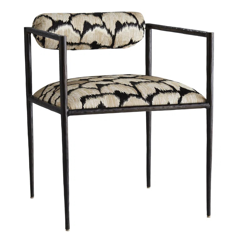 Regal Ocelot Embroidered Linen Handcrafted Metal Chair