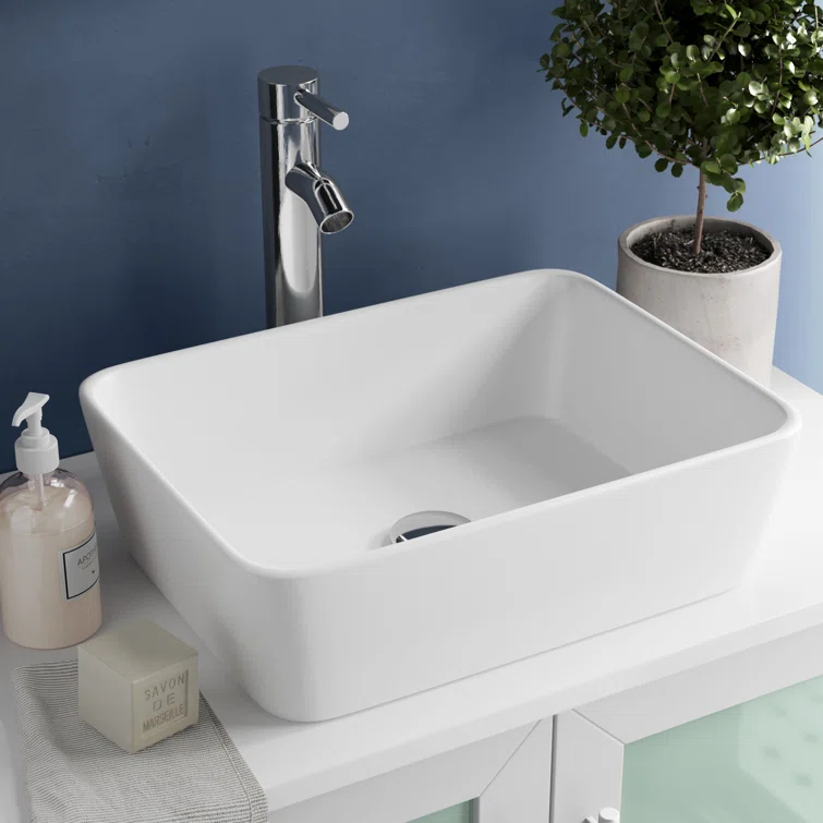 Ceramic Rectangular Vessel Bathroom Sink