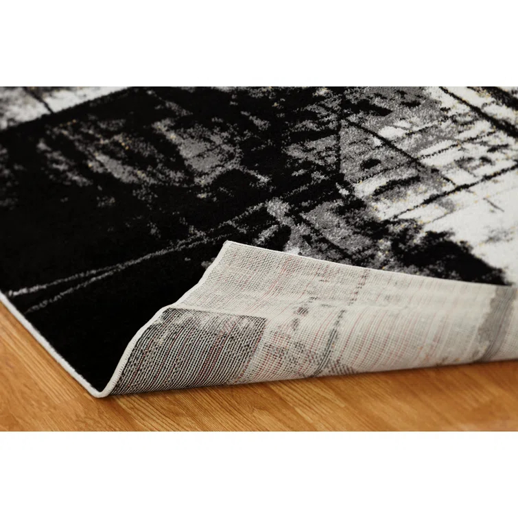 Stourbridge Abstract Area Rug in Black/White/Gray