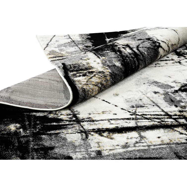 Stourbridge Abstract Area Rug in Black/White/Gray