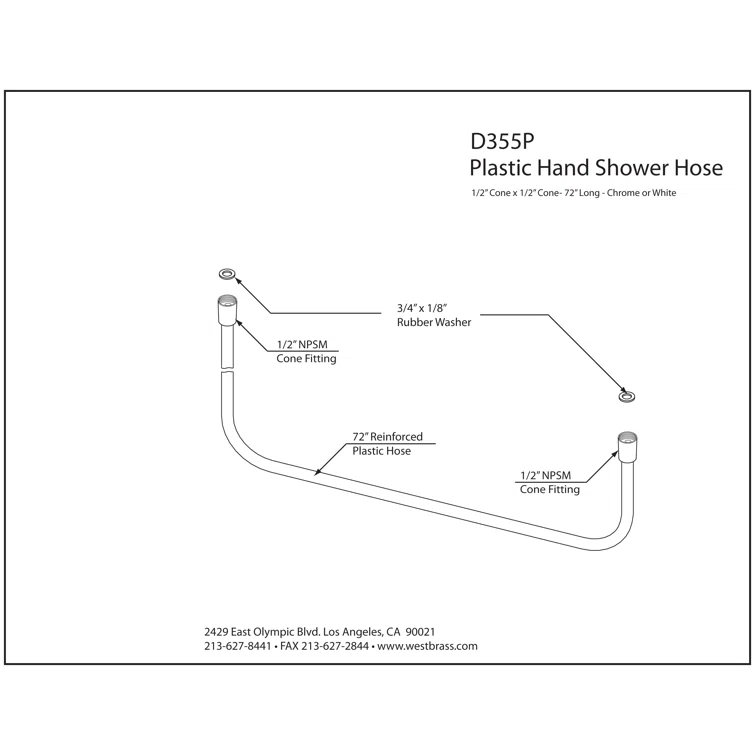 72" Extra Long Plastic Super-Flex Handheld Shower Hose