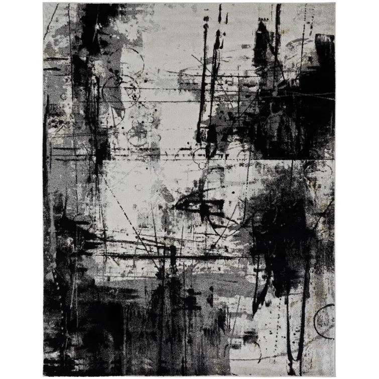 Stourbridge Abstract Area Rug in Black/White/Gray