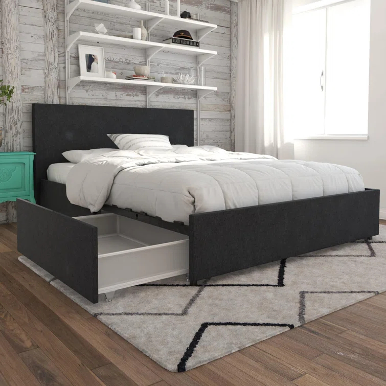 Novogratz Kelly Upholstered Unfinished Platform Storage Bed