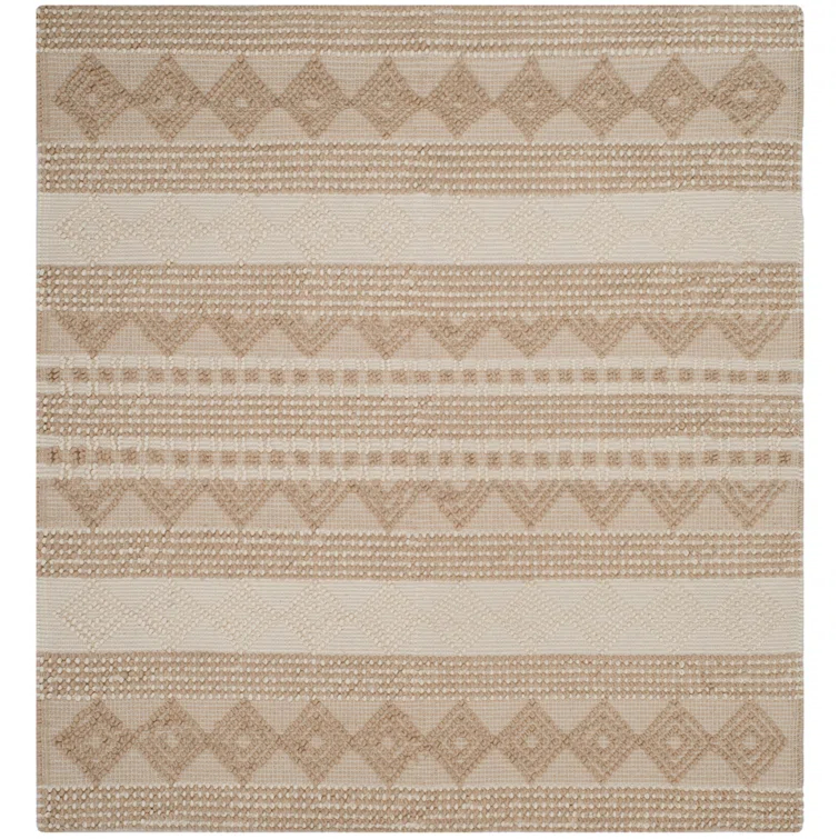 SAFAVIEH Natura Carly Geometric Area Rug, Beige/Ivory, 10' x 10' Square