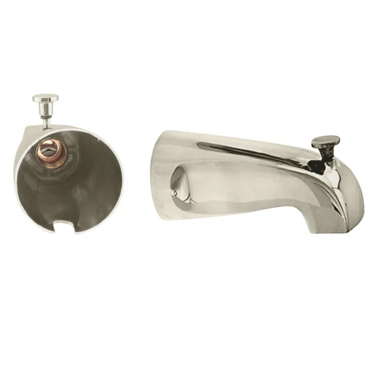 5-1/2" Reach Brass Wall Mount Tub Spout with Nose Diverter