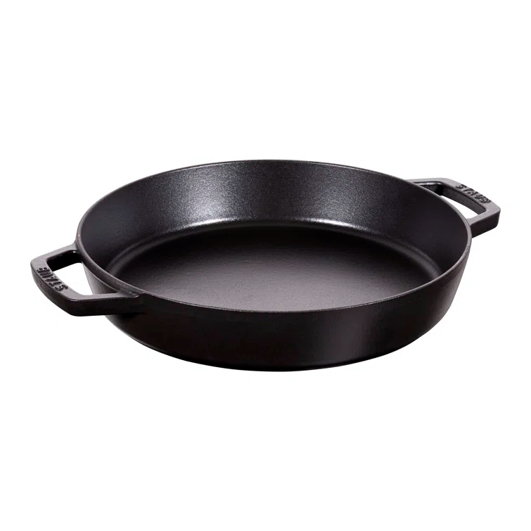 Black Matte 13-inch Cast Iron Paella Pan with Ceramic Coating