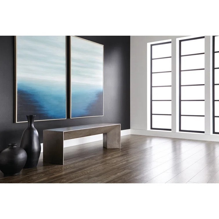 Nomad Contemporary 55'' Gray Marble Look Concrete Bench