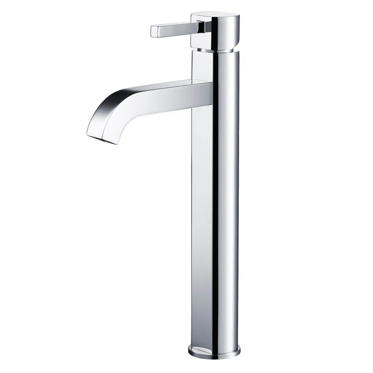 Kraus Ramus Vessel Mixer Single-Handle Bathroom Faucet with Matching Pop-Up Drain