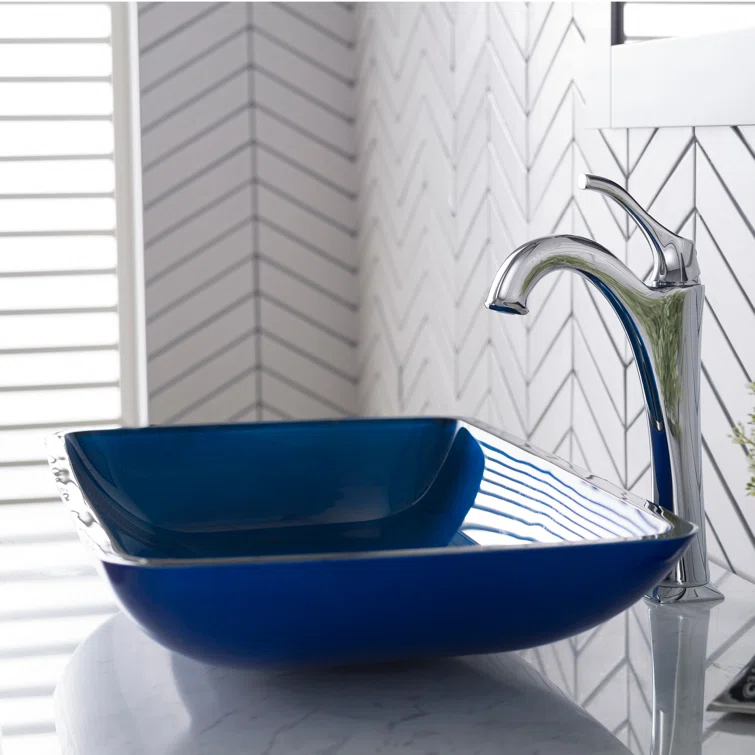 Galaxy Glass Rectangular Vessel Bathroom Sink