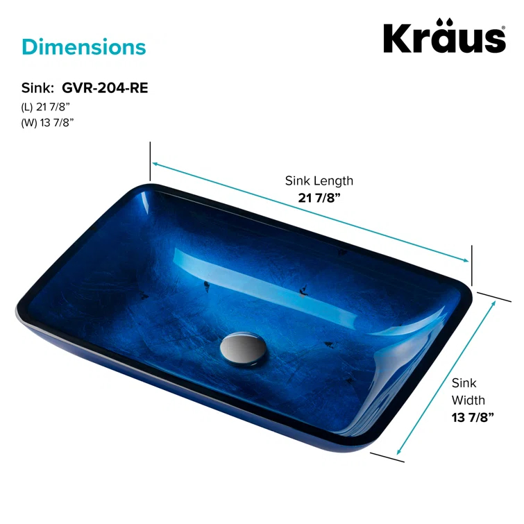 Galaxy Glass Rectangular Vessel Bathroom Sink