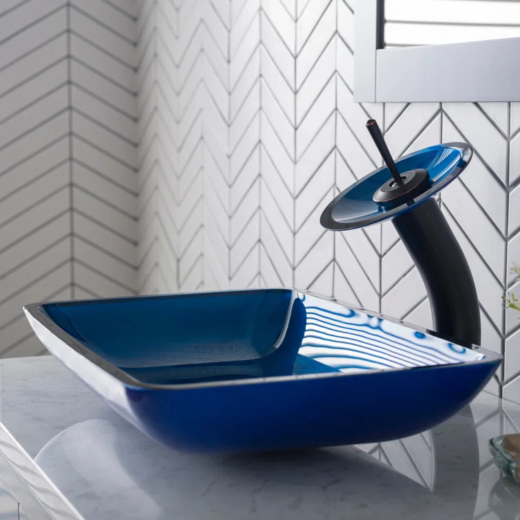 Galaxy Glass Rectangular Vessel Bathroom Sink