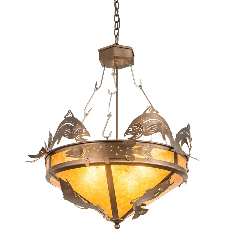 Rustic Lodge 4 - Light Urn / Bowl Chandelier