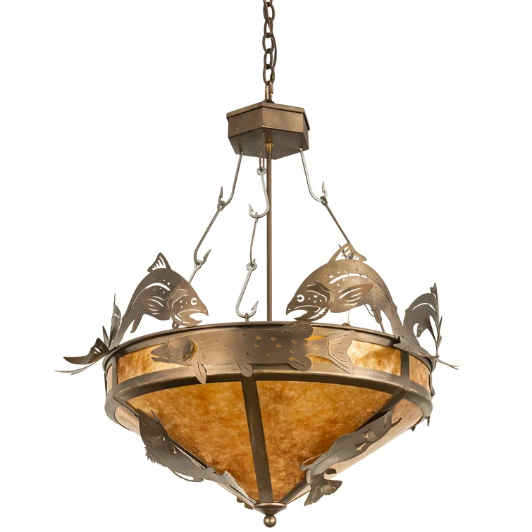 Rustic Lodge 4 - Light Urn / Bowl Chandelier