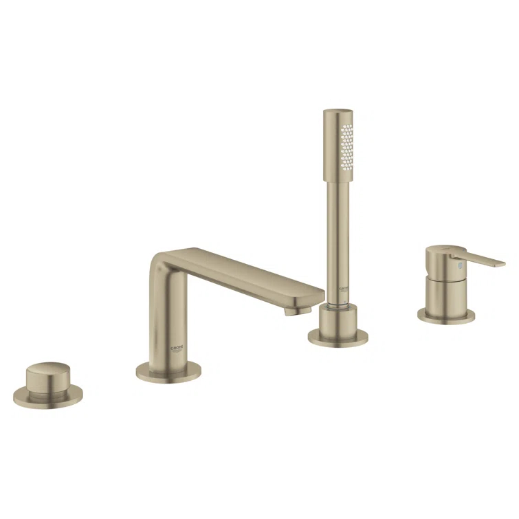 Lineare™ Double Handle Deck Mounted Roman Tub Faucet with Diverter and Handshower