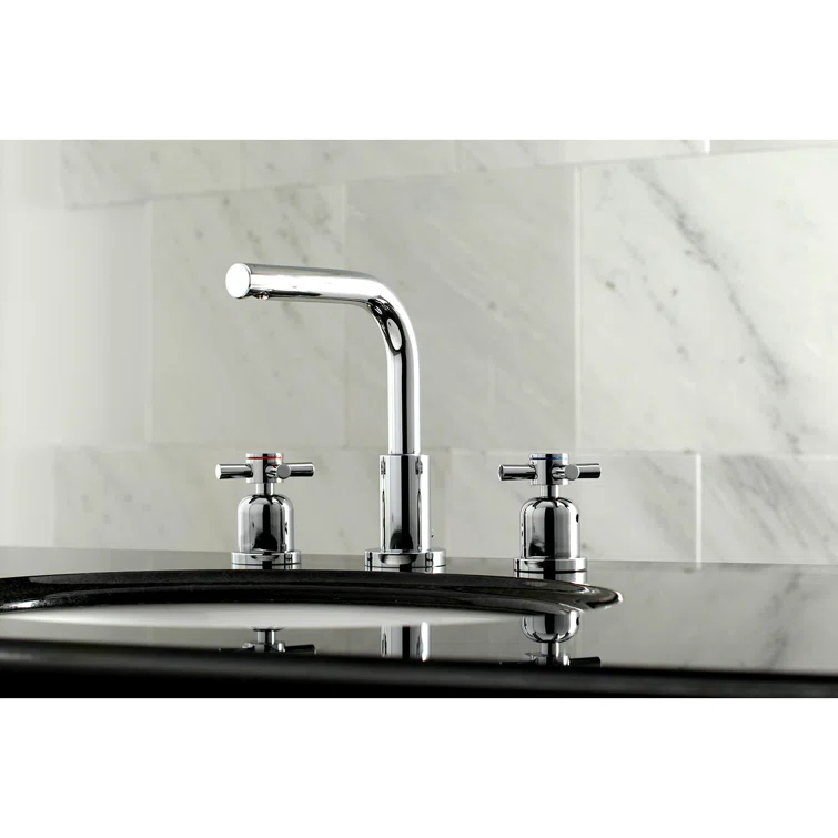 Kingston Brass Concord Two-Handle 3-Hole Deck Mount Widespread Bathroom Faucet with Brass Pop-Up Drain
