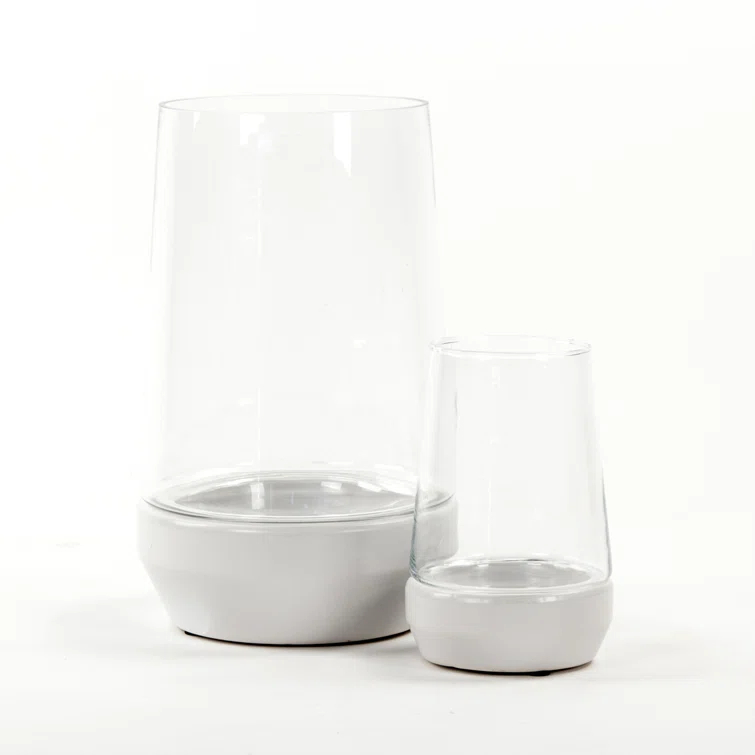 Zentique Glass/Ceramic Tabletop Hurricane with Candle Included