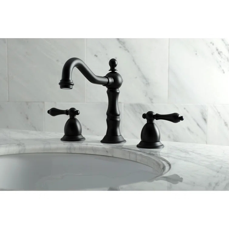 Kingston Brass KS1970AL Kingston Brass Heritage Two-Handle 3-Hole Deck Mount Widespread Bathroom Faucet with Brass Pop-Up Drain