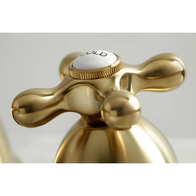 Kingston Brass Duchess Two-Handle 3-Hole Deck Mount Widespread Bathroom Faucet with Brass Pop-Up Drain