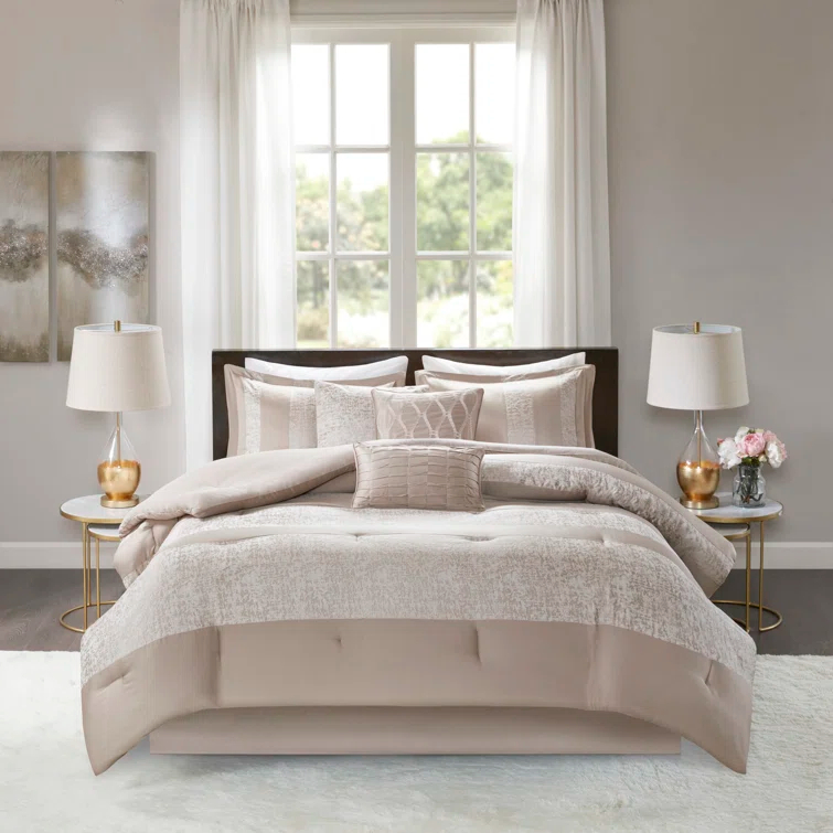 Ava 7 Piece Chenille Jacquard Comforter Set