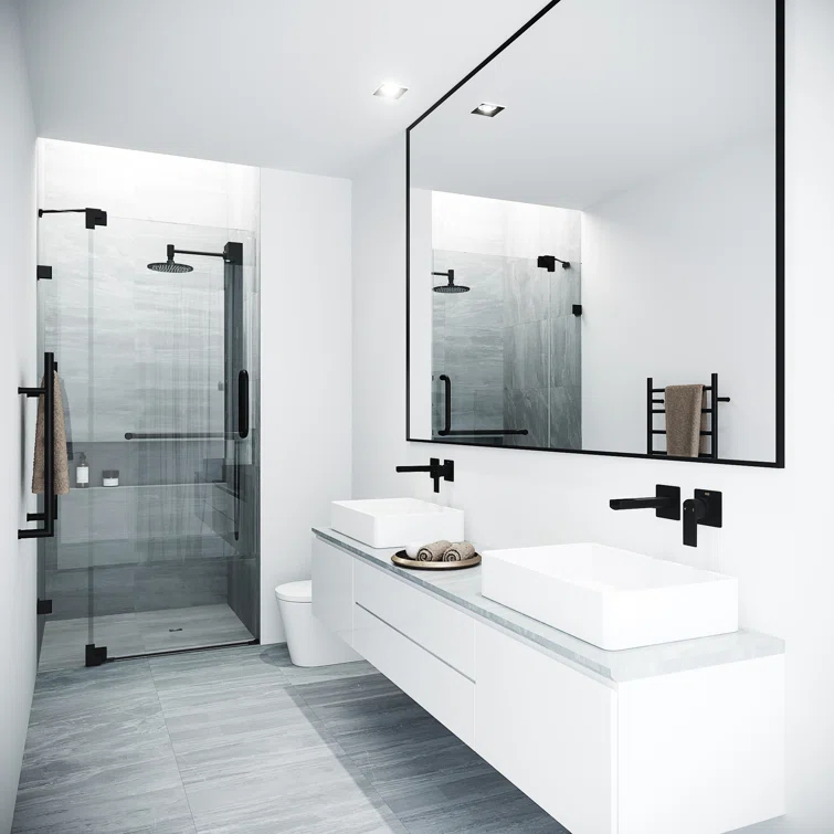 Pirouette 30-36" W x 72" H Pivot Frameless Shower Door with 3/8" Clear Glass