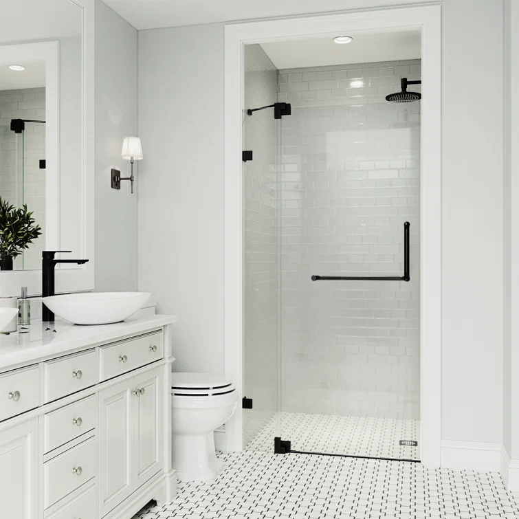 Pirouette 30-36" W x 72" H Pivot Frameless Shower Door with 3/8" Clear Glass