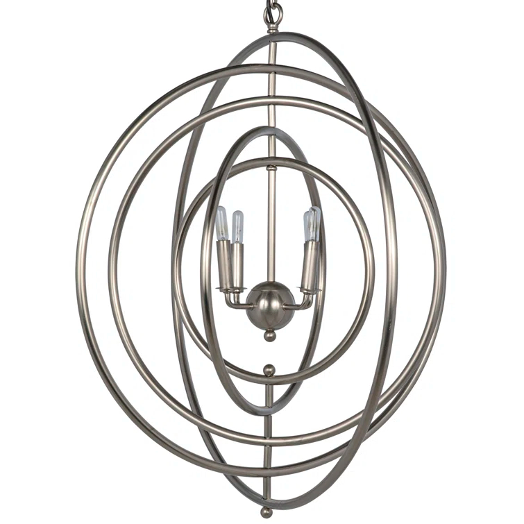 Brooks 4 - Light Industrial Steel Globe Chandelier