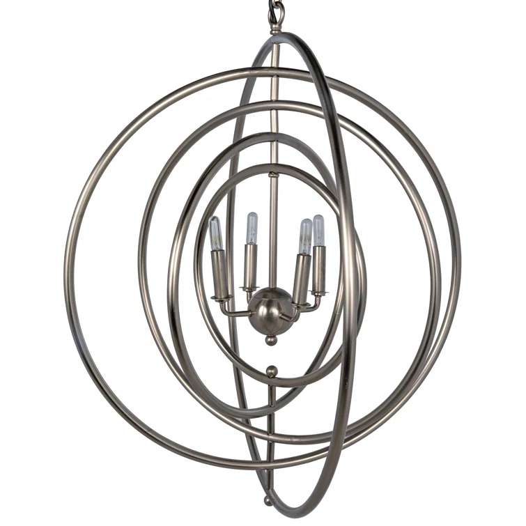 Brooks 4 - Light Industrial Steel Globe Chandelier
