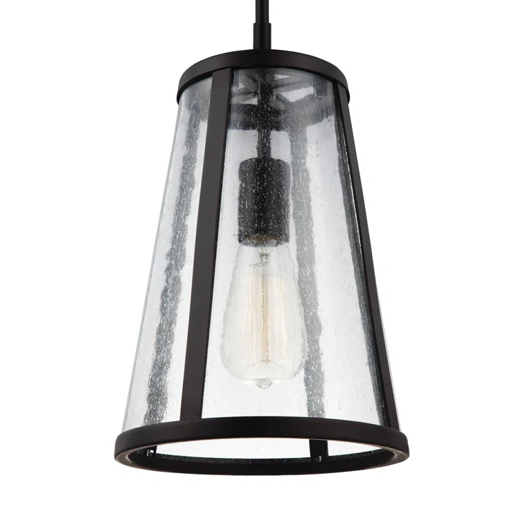 Generation Lighting Harrow 1 -Light Oil Rubbed Bronze Modern/contemporary Clear glass Dome Mini Hanging Pendant light