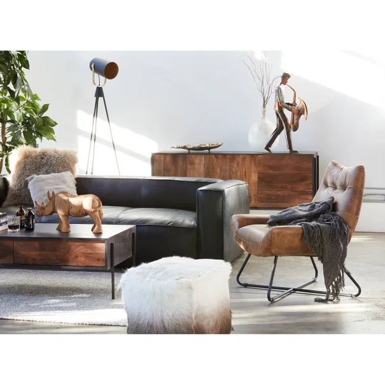 Cappuccino Graduate Leather Lounge Chair with Metal Frame
