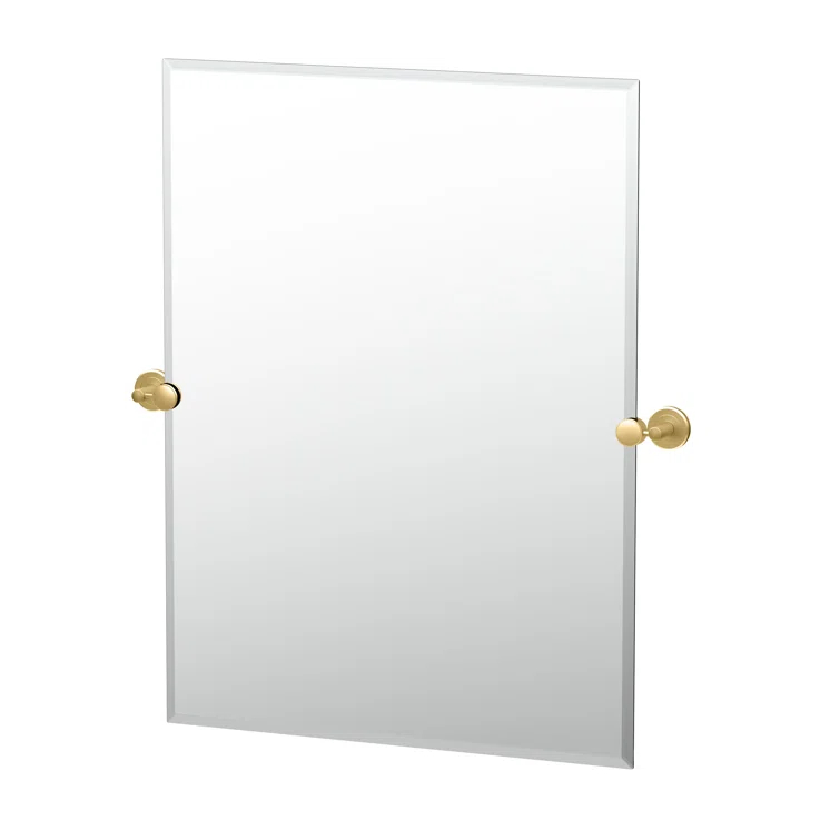 Latitude II Wall Mounted Frameless Beveled Rectangle Mirror | Pivoting Bathroom Vanity Wall Mirror