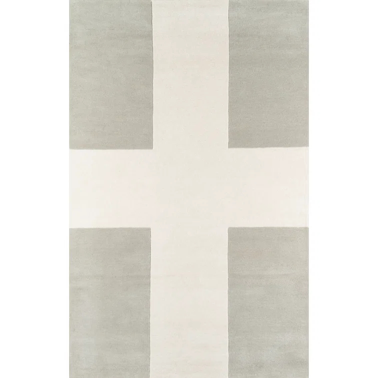Delmar Geometric Handmade Tufted Wool Gray/Beige Area Rug