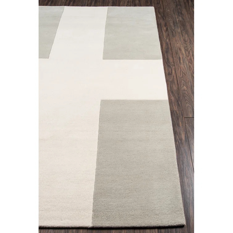 Delmar Geometric Handmade Tufted Wool Gray/Beige Area Rug