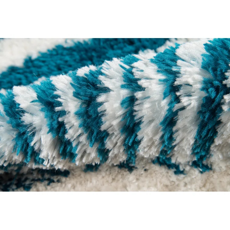 Khalhari Animal Print Handmade Tufted Turquoise/White Area Rug