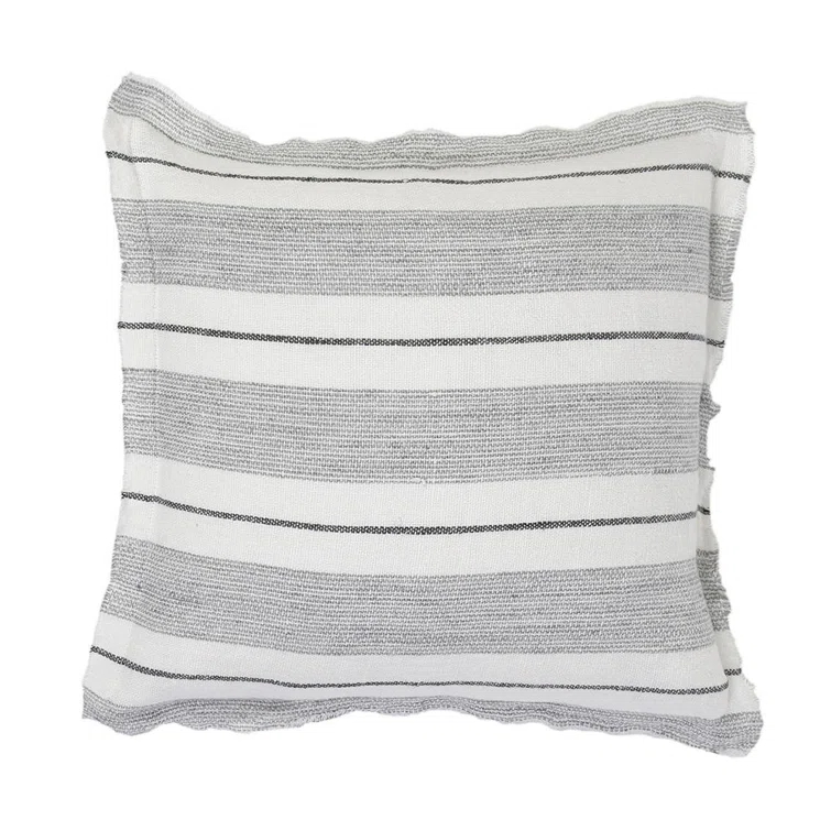 Laguna Linen Pillow by Pom Pom at Home - Charcoal / 20" x 20" / Down